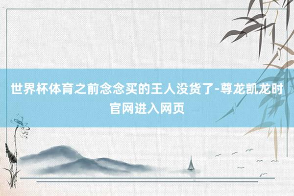 世界杯体育之前念念买的王人没货了-尊龙凯龙时官网进入网页