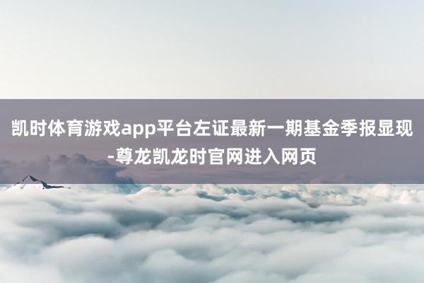 凯时体育游戏app平台左证最新一期基金季报显现-尊龙凯龙时官网进入网页