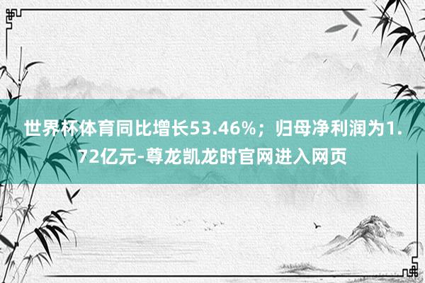 世界杯体育同比增长53.46%；归母净利润为1.72亿元-尊龙凯龙时官网进入网页