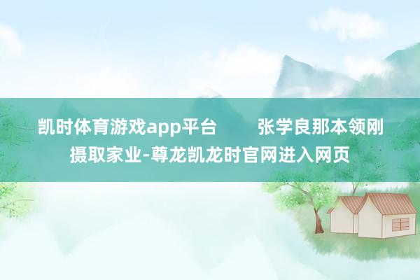 凯时体育游戏app平台        张学良那本领刚摄取家业-尊龙凯龙时官网进入网页