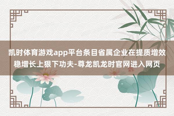 凯时体育游戏app平台条目省属企业在提质增效稳增长上狠下功夫-尊龙凯龙时官网进入网页