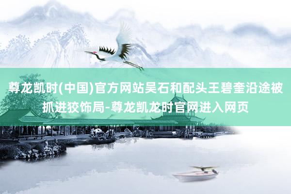 尊龙凯时(中国)官方网站吴石和配头王碧奎沿途被抓进狡饰局-尊龙凯龙时官网进入网页