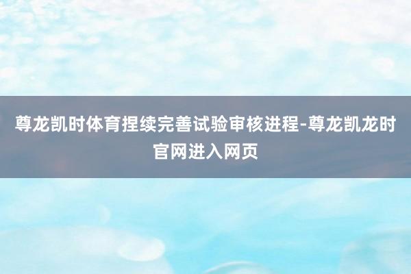尊龙凯时体育捏续完善试验审核进程-尊龙凯龙时官网进入网页