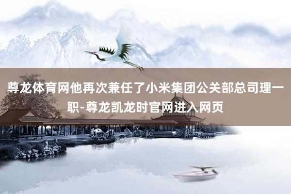 尊龙体育网他再次兼任了小米集团公关部总司理一职-尊龙凯龙时官网进入网页