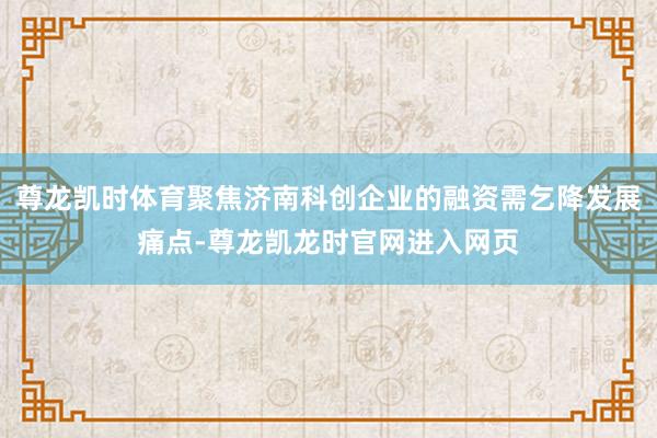 尊龙凯时体育聚焦济南科创企业的融资需乞降发展痛点-尊龙凯龙时官网进入网页