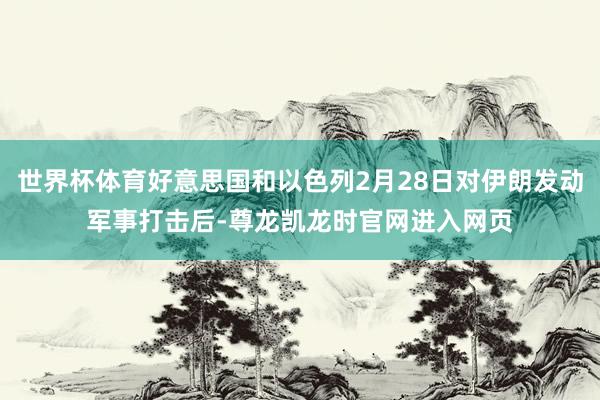 世界杯体育好意思国和以色列2月28日对伊朗发动军事打击后-尊龙凯龙时官网进入网页
